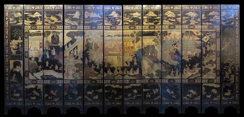 Chinese Ming Dynasty 12-panel Coromandel Screen with Palace