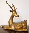 Thai Antique Gilt Bronze Buddhist Temple Deer