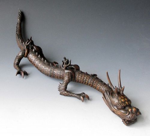 Japanese Antique Articulated Boxwood Dragon Jizai-Okimono