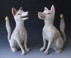 Pair of Antique Japanese Inari Foxes (zenko, good foxes, kitsune)