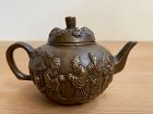 Antique Chinese Bronze Daoist Figure on Small Teapot