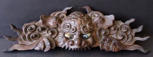 Japanese Antique Temple Carving of a Fu Dog (Fu Lion)