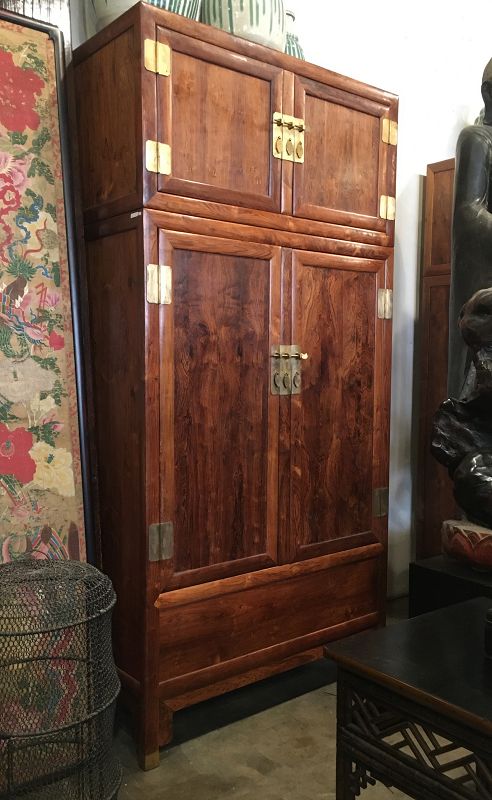 Chinese Pair of Large Huanghuali Compound Cabinets