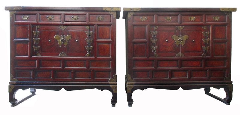 Pair of Korean Antique Nong,  Bedside Storage Chests