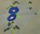 Japanese Antique Scroll Painting of Morning Glories by Kido Soi