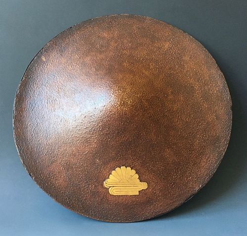 Japanese Antique Jingasa, Samurai's Hat with Kikusui Mon