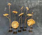 Lot of 9 Japanese Antique Buddhist Temple Lotus Leaves Altar Display