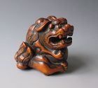 Japanese Antique Boxwood Fudog Netsuke