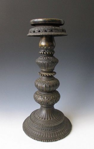 Tibetan Antique Tall Bronze Butter Lamp
