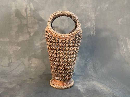 Antique Japanese Ikebana Basket Textured Macrame Taisho Era