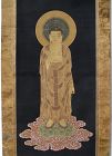 Japanese Antique Scroll Painting of Amida Buddha