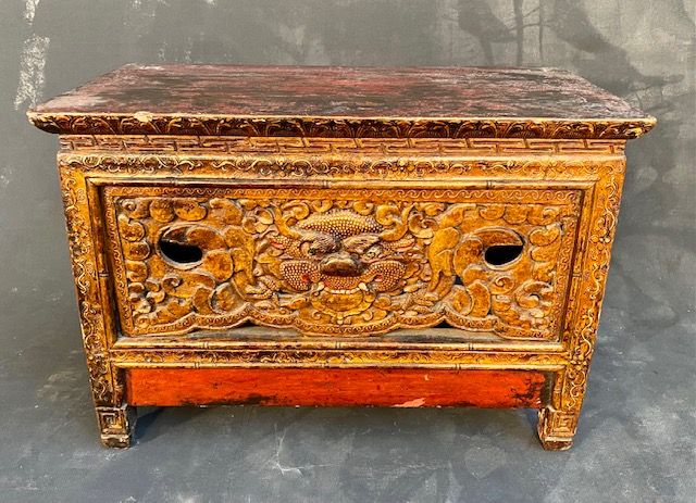 Maitland-Smith large carved Oriental style 4 panel folding