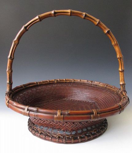 Japanese Antique Bamboo Fruit (or Ikebana) Basket