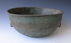 Chinese Archaic Bronze Bowl with Ring Handles, Han Dynasty