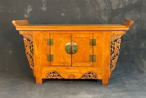 Unusual Small Chinese Hardwood Altar Cabinet