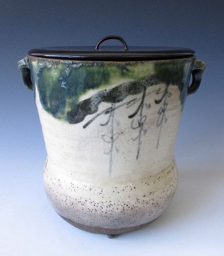 Japanese Antique Oribe Mizusashi (water container for tea ceremony)