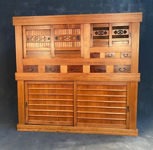 Antique Japanese Kyoto Mizuya (Kitchen) Tansu Keyaki/Hinoki Meiji Era