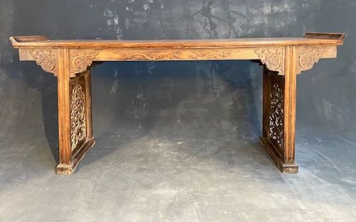 Footed Double Water Dragon Huanghuali Chinese Alter Table