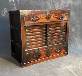 Antique Japanese Choba Tansu (Merchant Chest) Keyaki Meiji Period