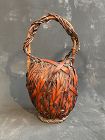 Antique Japanese Ikebana Basket Cocoon Shape Artist Signed Meiji Era