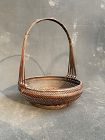 Antique Japanese Ikebana Basket Open Flat Cicada Weave Meiji period