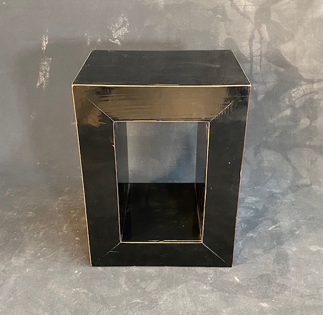 Modern Chinese Lacquer Cubism Stand and Stool