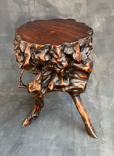 Chinese Antique Scholar's Stand Root Burl Wood