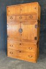 Japanese Furniture Chest Isho Biraki Tansu 3 Section Kimono Chest Kiri