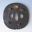 Large Japanese Antique Tsuba (Sword Guard) with Sea Shells