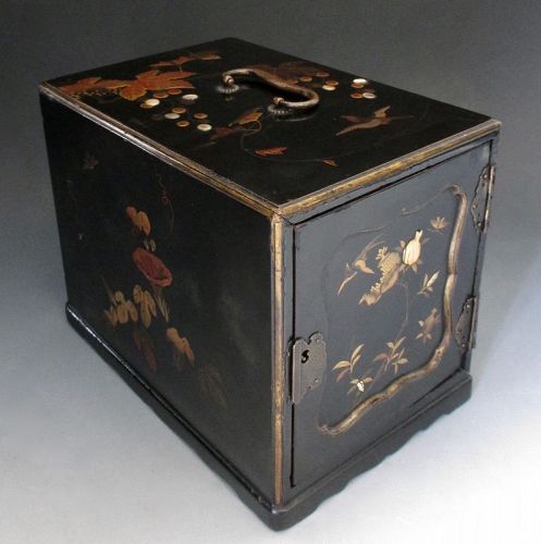Japanese Antique Lacquer Safe Box with Drawers