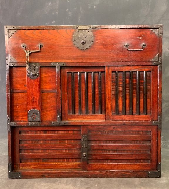 Antique Japanese Choba Tansu (Merchant Chest) Keyaki Meiji Period