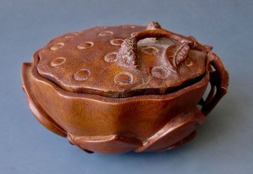 Chinese Antique Boxwood Lotus Pod Container