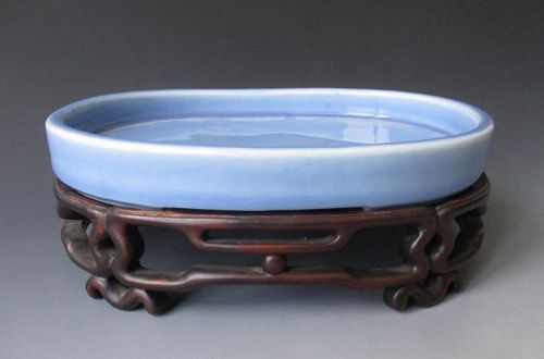 Chinese Antique Monochrome Porcelain Low Bowl, Yongzheng Mark