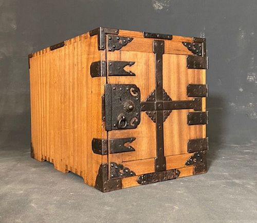 Antique Japanese Chobako (Merchant Storage Box) Kusunoki Edo Period