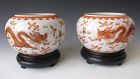 Chinese Antique Pair of Porcelain Dragon Bowls