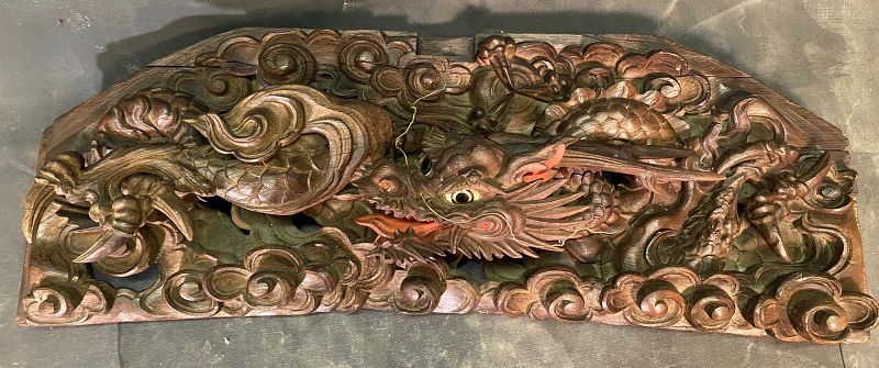 Japanese Antique Dragon Corbel Temple Carving