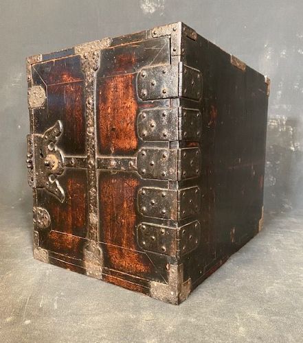 Antique Chobako (Merchant Storage Box) Hinoki & Kiri Edo Period