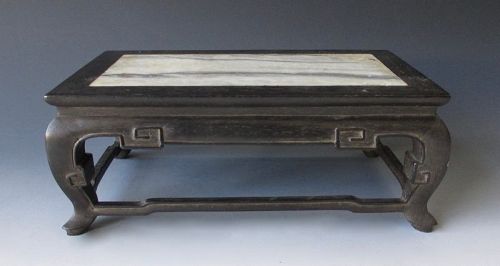 Chinese Antique Zitan Wood Small Rectangular Stand with Marble