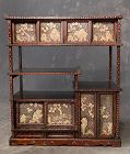 Antique Cha Tansu Mother of Pearl Inlay Japanese Chest Furniture Meiji