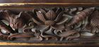 Japanese Antique Carved Wood Ranma with Lotus Flowers