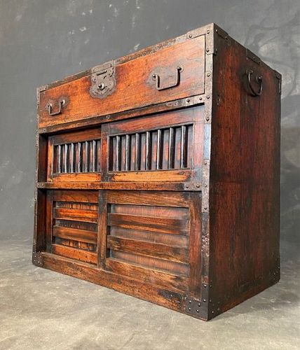 Japanese Tansu Chest Antique Choba Keyaki Edo Period Furniture