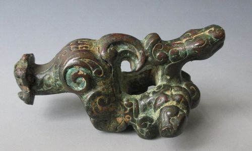 Chinese Antique Ritual Bronze Handle Fragment, Song Dynasty