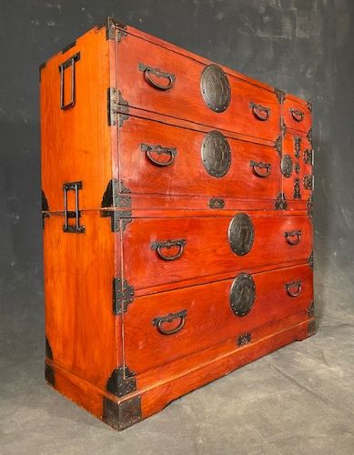 送料無料・名入れ彫刻 ANTIQUE JAPANESE CHA TANSU SHITAN