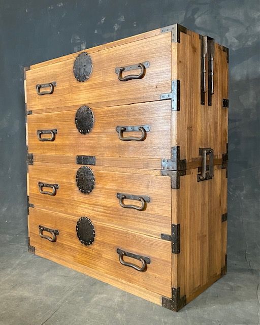 Antique Japanese Kasane Tansu Chest (Section on Section) Kiri Meiji