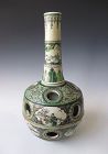 Chinese Antique Porcelain Famile Verde Vase in Vase