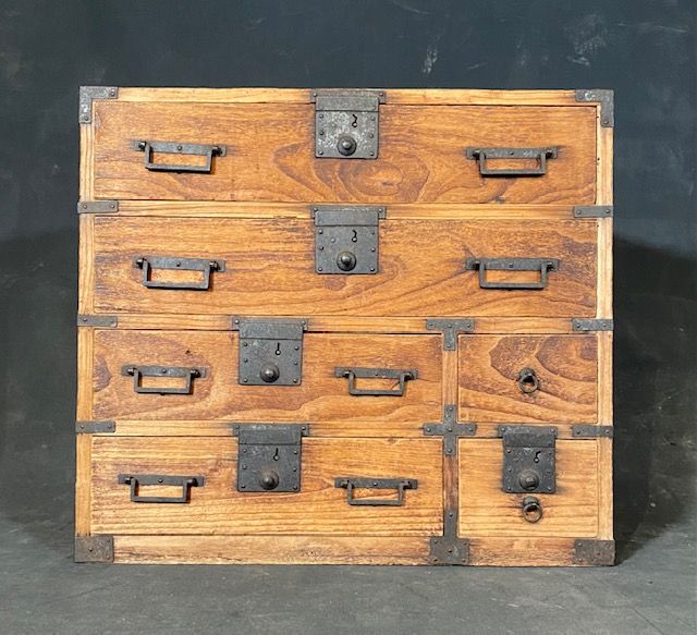 Antique Japanese Tansu Chest Kotansu (Personal Storage) Kiri Meiji