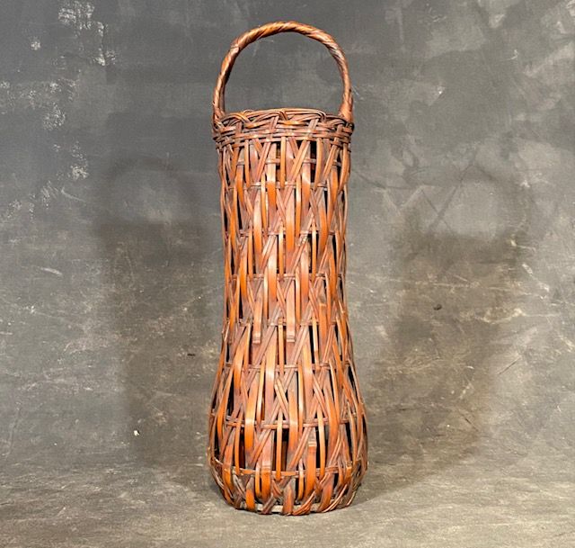 Japanese Antique Bamboo Flat Basket with Lid - Zentner Collection