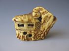 Japanese Antique Netsuke of a House Under a Pine Tree