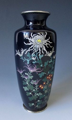 Japanese Antique Cloisonné Vase with Chrysanthemums