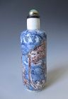 Chinese Antique Porcelain Snuff Bottle with Iron-Red and Blue Dragon